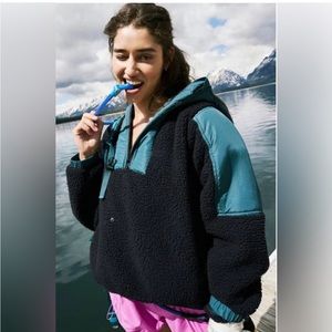 Free People Movement Lead the Pack fleece jacket black teal blue
